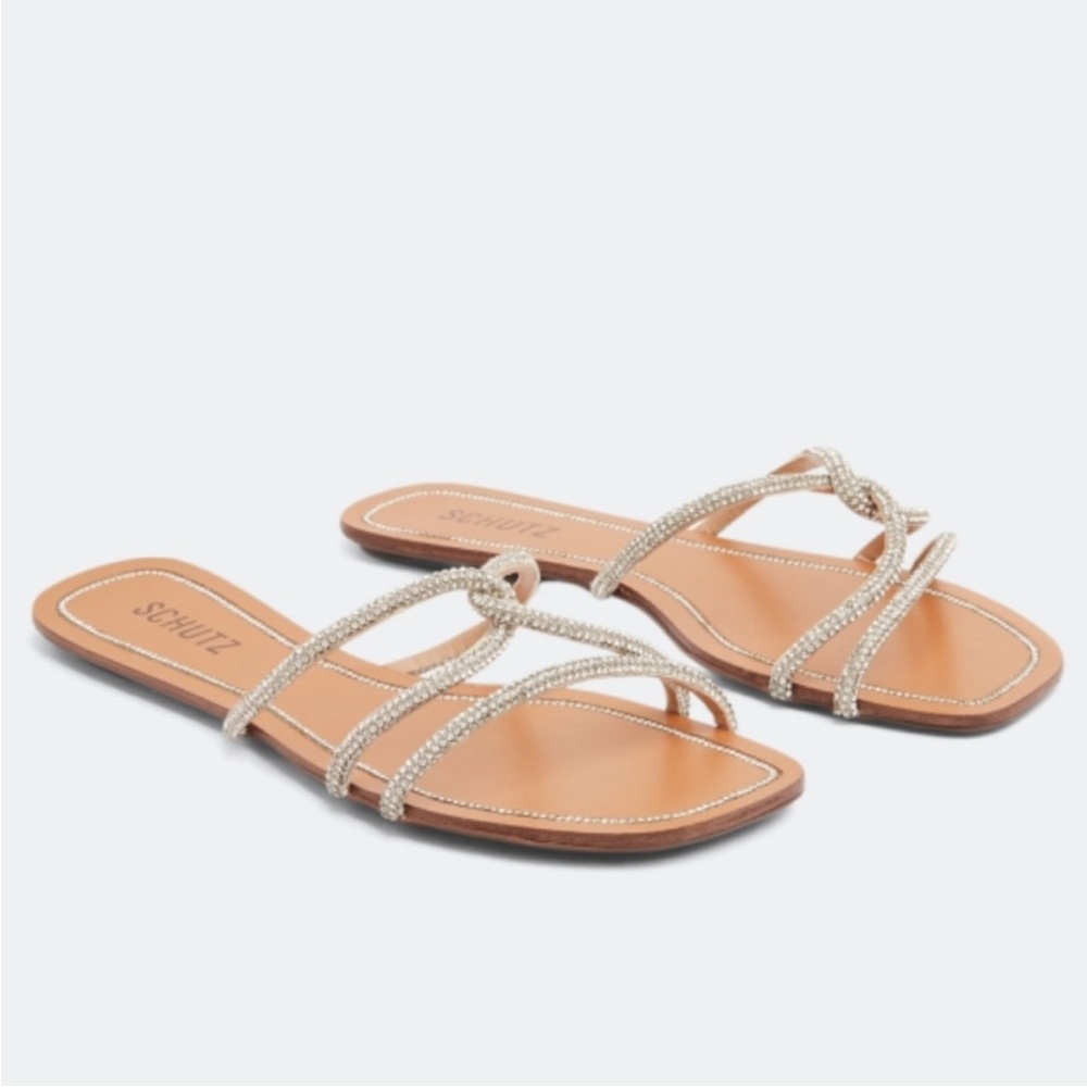 SCHUTZ Dark Brown and Silver Sandals